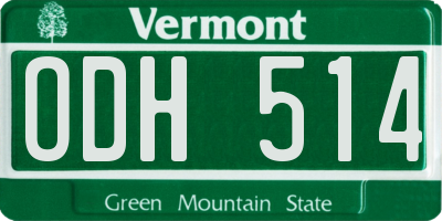 VT license plate ODH514