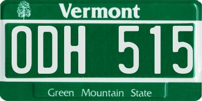 VT license plate ODH515