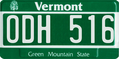 VT license plate ODH516