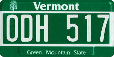 VT license plate ODH517