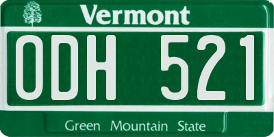 VT license plate ODH521