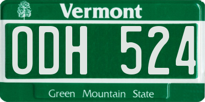 VT license plate ODH524