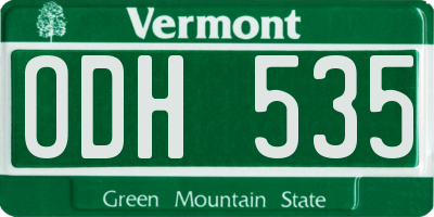 VT license plate ODH535