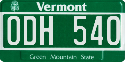 VT license plate ODH540