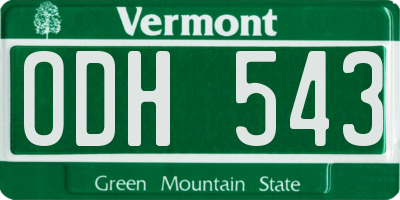 VT license plate ODH543