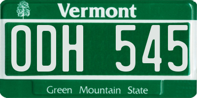 VT license plate ODH545