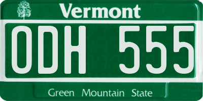 VT license plate ODH555