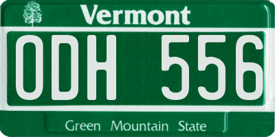VT license plate ODH556