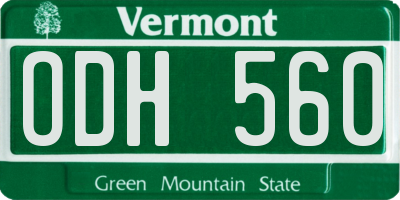 VT license plate ODH560