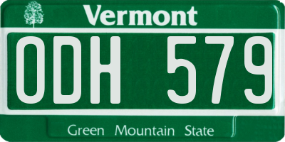 VT license plate ODH579
