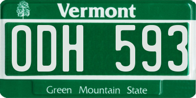 VT license plate ODH593