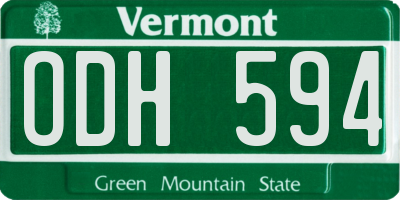 VT license plate ODH594