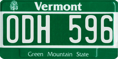VT license plate ODH596