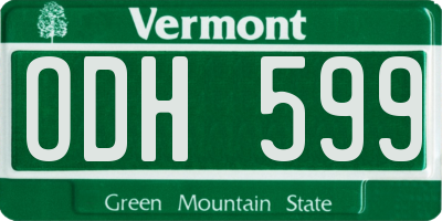 VT license plate ODH599