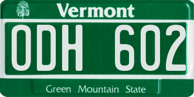 VT license plate ODH602