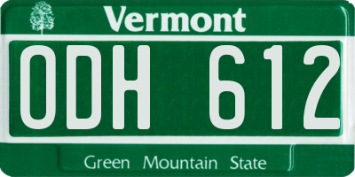 VT license plate ODH612