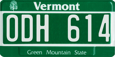 VT license plate ODH614
