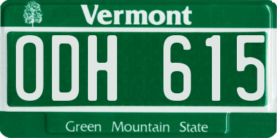 VT license plate ODH615