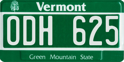 VT license plate ODH625