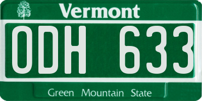 VT license plate ODH633