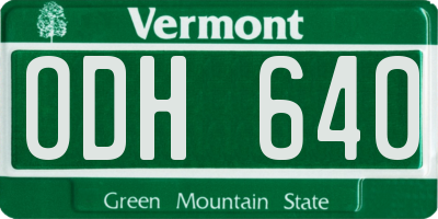 VT license plate ODH640