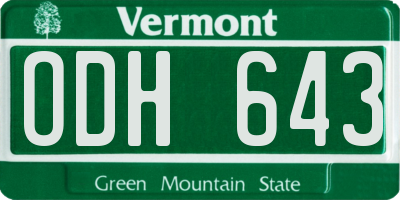 VT license plate ODH643