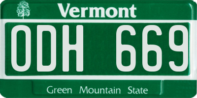VT license plate ODH669