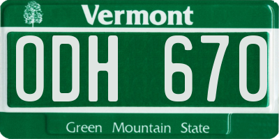 VT license plate ODH670
