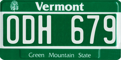 VT license plate ODH679