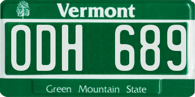 VT license plate ODH689