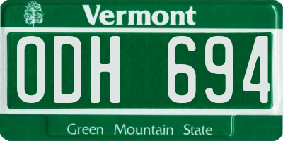 VT license plate ODH694