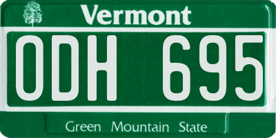 VT license plate ODH695