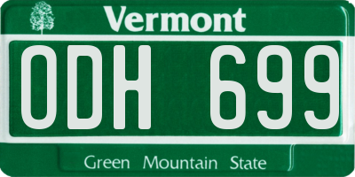 VT license plate ODH699