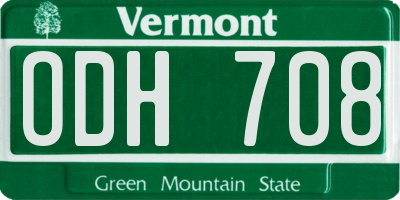 VT license plate ODH708