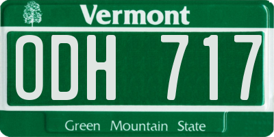 VT license plate ODH717