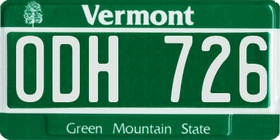 VT license plate ODH726