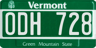 VT license plate ODH728