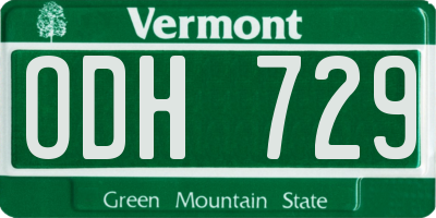 VT license plate ODH729