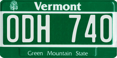 VT license plate ODH740