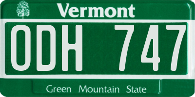 VT license plate ODH747