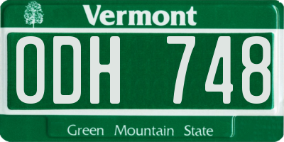 VT license plate ODH748