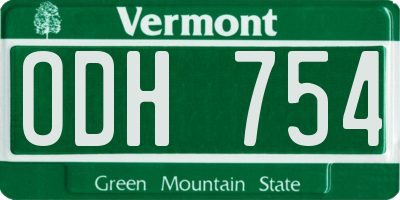 VT license plate ODH754