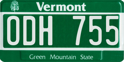 VT license plate ODH755