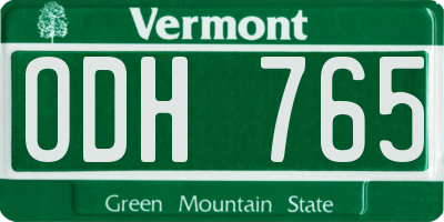 VT license plate ODH765