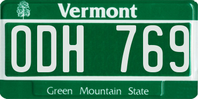 VT license plate ODH769