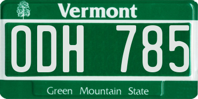 VT license plate ODH785