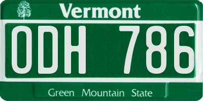 VT license plate ODH786