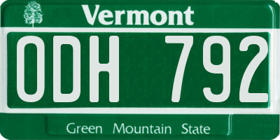 VT license plate ODH792