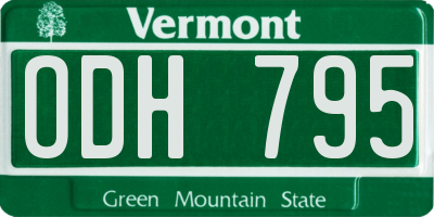 VT license plate ODH795