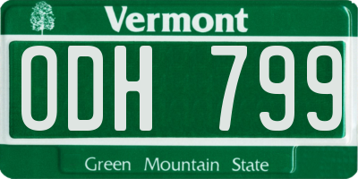 VT license plate ODH799